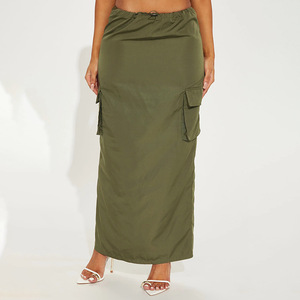 Mode Streetwear Cordon Vert <span class=keywords><strong>Jupe</strong></span> Avec Fente Femmes 2023 Y2K Longues Jupes Cargo - Product Image 3