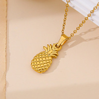 Trendy unisex roestvrijstalen ketting met 18K vergulde schakels en fruitbedel, cadeau