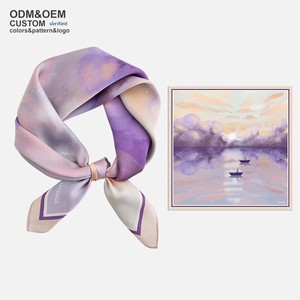 All'ingrosso personalizzato da donna alla moda con foulard di raso quadrato con stampa digitale imitata sciarpa di seta <span class=keywords><strong>Bandana</strong></span> per ragazze - Product Image 1
