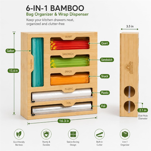 Multi-Slot Dispenser 6-in-1 <b>Foil</b> and Plastic Wrap Organizer for <b>Kitchen</b> Drawers Storage - Product Image 4