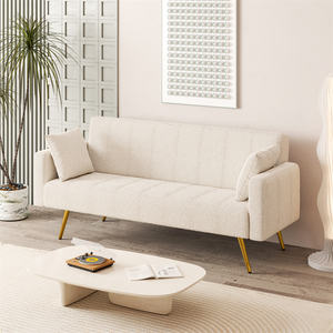 Canapé-lit convertible moderne en velours blanc, pliable, personnalisable, 3 places, avec fonction extensible, canapé et lit - Product Image 1