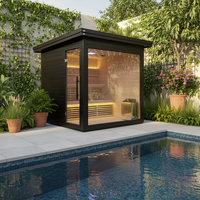 Sauna Tradicional Finlandesa Moderna para Exteriores, Sauna Seca de Infrarrojos Lejanos, de Madera de Hemlock y Cedro Rojo, Portátil, para el Hogar, Venta al por Mayor