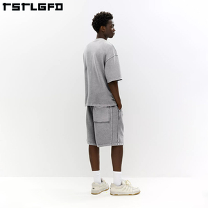 Sustainable Eco-friendly Custom logo Design Two Piece Mens Summer <b>Suit</b> 2 Piece Acid Wash Shorts and <b>t</b> <b>Shirt</b> Set for Men Clothing - Product Image 5