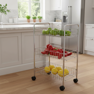 Carrello da Cucina Multiuso a 3 Ripiani in Cromo - Product Image 3