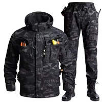 Conjunto Táctico Softshell de Alta Calidad para Hombre con Forro Polar de Camuflaje, Ropa Impermeable para Exteriores