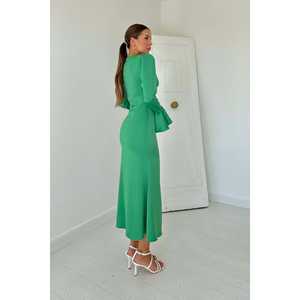 Vestido de Noche Largo de Satén Verde con Botones Delanteros, Abertura y Lentejuelas en Capas, Talla XL, para Fiestas Formales, Venta al por Mayor - Product Image 1