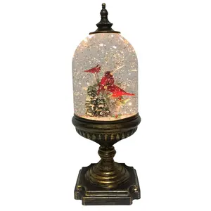 novedades para navidad 2020 America Style Christmas Gift Resin Led Spinning electronic Souvenir cardinal&Birds Snow Globe For