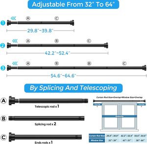 CF personnalisé réglable télescopique antirouille en acier inoxydable tête en caoutchouc garde-robe <span class=keywords><strong>tringle</strong></span> à rideau de douche réglable pour salle de bain - Product Image 2