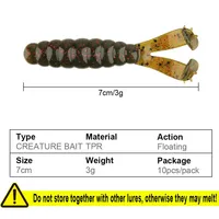 Leurre souple Spinpoler Twin Tail Grub 70mm 3g TPR flottant, appât artificiel avec sel ajouté, pour la pêche au jig head et au ned rig