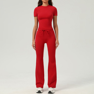 2025 Tùy Chỉnh Phụ Nữ Trọng Lượng Nhẹ Mềm Quần Xà Cạp Và Yoga T Áo Sơ Mi Quần Short Tops OEM Phòng Tập Thể Dục Tập Thể Dục Quần Áo Chạy Quần Yoga Bộ - Product Image 4