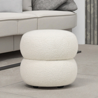 Pouf rond moderne en tissu capitonné blanc pour s'habiller et se maquiller, salon et chambre à coucher