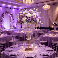 Élégant centre de table multi-niveaux en verre pour Quinceañera, porte-bougie et vase pour décoration de table intérieure de mariage, thème mariage