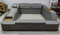 Smart-Bett Neues Design Multifunktionales Kopf-Fuß-Rücken-Massagebett Kingsize Modernes Schlafzimmer Mit Stauraum Sicherer Filmprojektor