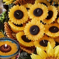 Bougie parfumée au tournesol en cire de soja faite à la main, écologique, décoration d'intérieur pour mariages, anniversaires et bars