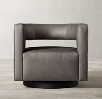 Chaise en velours gris de luxe style américain Rhohohill mobilier de salon canapé simple chaise longue pivotante fauteuil rond en bois massif
