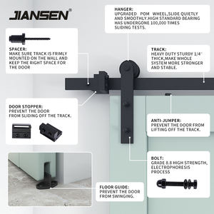 Quincaillerie pour portes coulissantes suspendues sur <span class=keywords><strong>rail</strong></span> en acier au carbone robuste de 8 pieds personnalisable Kits de quincaillerie pour portes de grange doubles - Product Image 5
