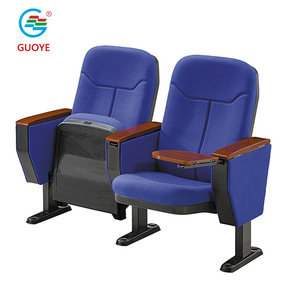 Silla de Auditorio Guoye de Tela Azul con Tablero de Escritura para Teatro, Cine, Sala de Conferencias - Product Image 1