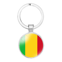 Porte-clés Drapeau du Malawi en Verre de Qualité, Accessoire de Sac, Pendentif, Anneau Porte-clés, Design National des Pays, Personnalisé, Vente en Gros Pas Cher