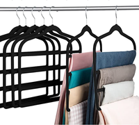 Cintre en velours à 4 niveaux multifonctionnel antidérapant pour pantalons, jeans, écharpes, pantalons, serviettes à nouer, gain de place pour le rangement des vêtements.
