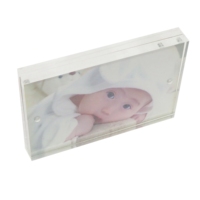 Accessoires de maison en acrylique 4x6 cadres en acrylique cadre photo magnétique à angle droit, cadre photo transparent double face autoportant