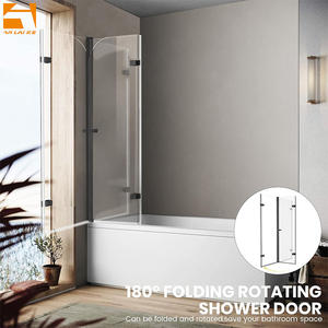 Pantalla de <span class=keywords><strong>ducha</strong></span> sin marco negra mate personalizada para bañera bisagra de bañera plegable Puerta de <span class=keywords><strong>ducha</strong></span> 6MM o 8MM Vidrio Templado - Product Image 2