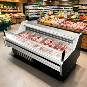 Vitrines réfrigérées professionnelles pour <span class=keywords><strong>boucherie</strong></span>, réfrigérateur à viande en verre incurvé pour épicerie, équipement <span class=keywords><strong>de</strong></span> cuisine, vitrine réfrigérée - Product Image 1