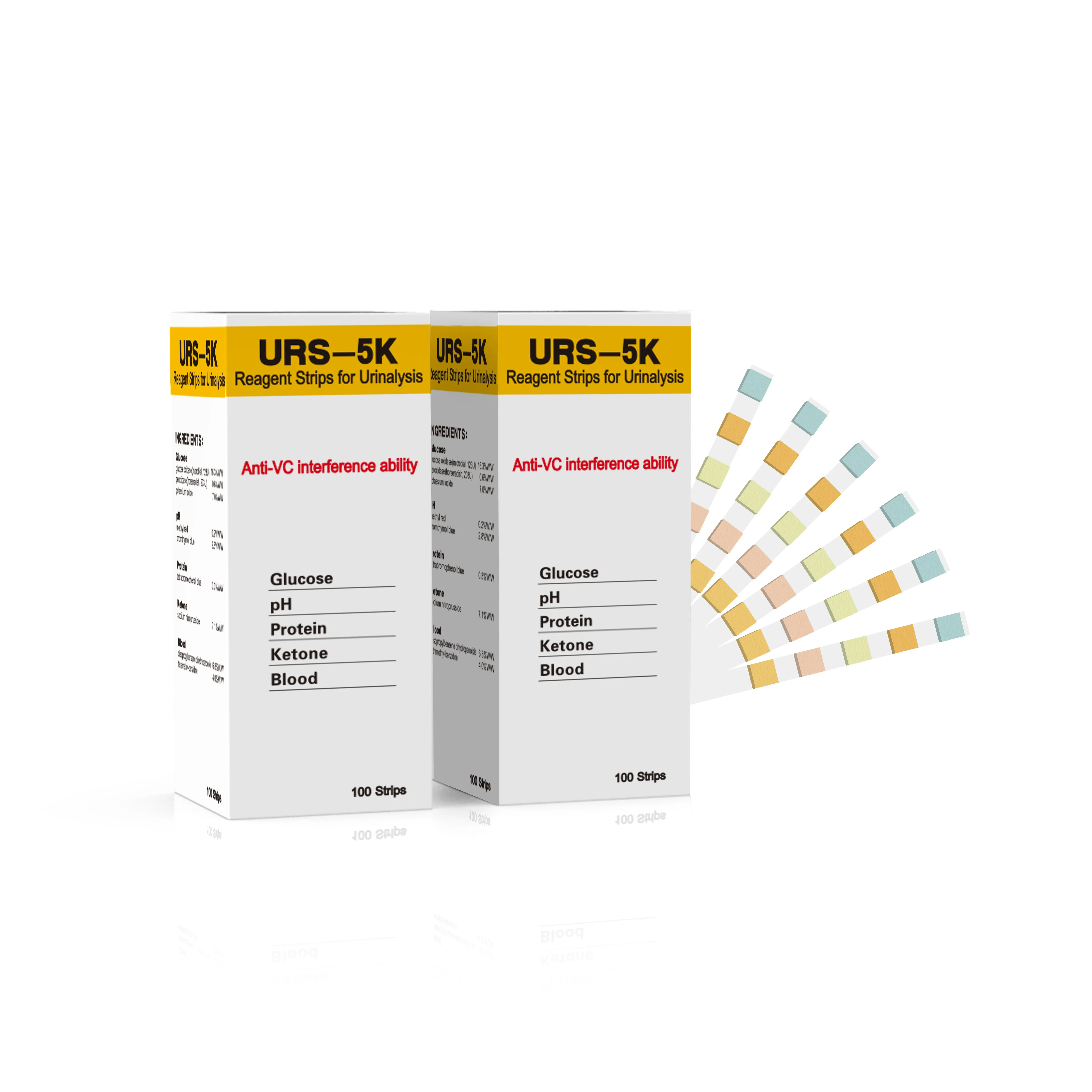 Urine test strips protein and ketone test strips urinalysis reagent strips for diabetic test URS 5k