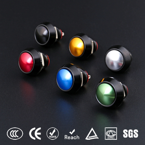 Hban 12mm Màu Xanh Hợp kim nhôm đẩy nút chuyển đổi anodized kết thúc cao nhạy cảm thiết bị văn phòng 250V 1no1nc nút bấm - Product Image 5