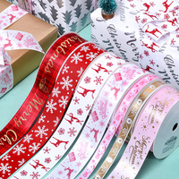 Ruban de noël rose imprimé personnalisé, Logo pour rouleau d'emballage cadeau, vente en gros