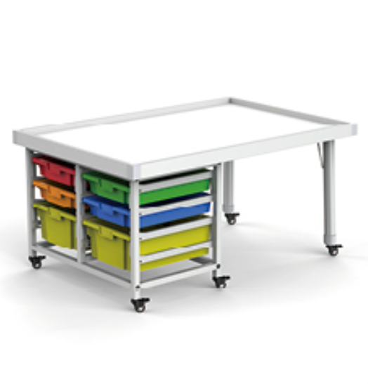 Movable Game Table with Different Size Storage Boxes/ Writable Whiteboard Table Top
