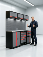 Banc de travail robuste en acier inoxydable anti-corrosion Y04, armoire à outils mobile à trois compartiments, OEM 1000 kg