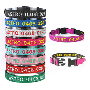 Collari <span class=keywords><strong>per</strong></span> <span class=keywords><strong>Cani</strong></span> di Lusso in Nylon e Poliestere <span class=keywords><strong>con</strong></span> Nome Personalizzato, Sgancio Rapido, Nastri Luminosi, Fibbia alla Moda - Product Image 1