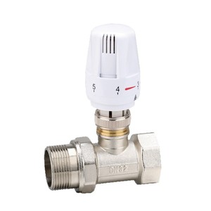 Robinet thermostatique automatique Unicom DN32 en laiton nickelé pour radiateur, utilisation haute température - Product Image 1