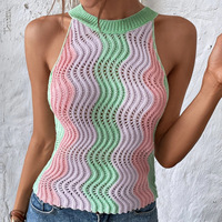 Nouveau pull en tricot sans manches pour femmes, coloré et tendance, coupe ajustée, style unique (personnalisable)