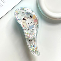 Peigne à cheveux anti-nœuds en forme de S de dessin animé avec design transparent, peigne à lisser les cheveux en plastique mignon pour un usage domestique