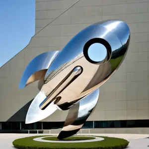 Unique Design Outdoor Modern Large Metal Aircraft Statue Stainless Steel Airplane Sculpture