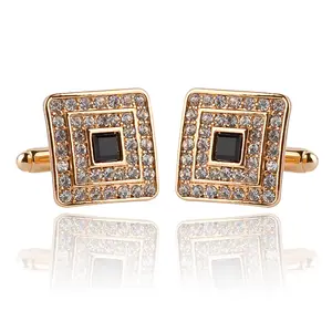 Fashion Luxury Square Sleeve Button French Diamond Cufflinks With Cuff Nails Gold In Stock