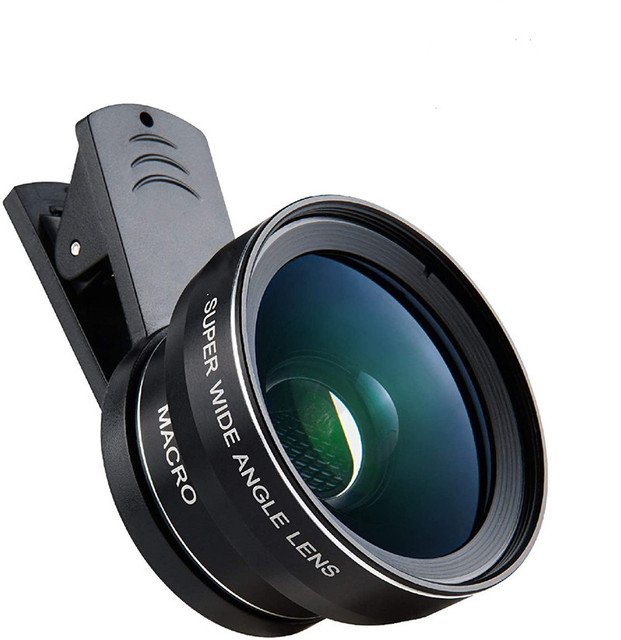 HD SLR External Camera 0.6x Wide-Angle Macro Lens with Glass 7-layer Coating Aluminum Housing Universal Clip for Mobile Phone
