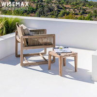 Meubles WISEMAX, style nordique, meubles d'extérieur, table à manger en teck simple, chaise de jardin faite à la main, fauteuil de détente pour cour