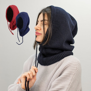HZM-24339 hiver <span class=keywords><strong>cagoule</strong></span> Ski <span class=keywords><strong>tricot</strong></span>é à capuche cou col casquette femmes cache-oreilles tête bonnet chapeau Bonnet masque réglable - Product Image 1