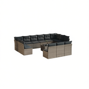 Conjunto de Sofás de Jardín de Ratán Gris, 8 Plazas, Muebles de Exterior Contemporáneos Resistentes a la Intemperie - Product Image 1