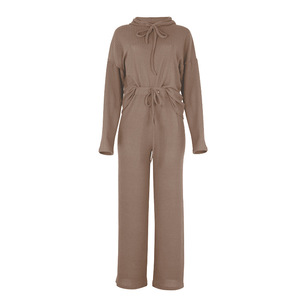 Yiwu Youke abbigliamento donna autunno 2023 donna autunno felpe con cappuccio e felpe tinta unita taglie forti da Jogging felpa Casual in maglia con cappuccio - Product Image 1
