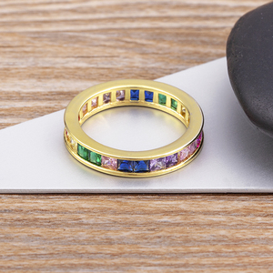 QIKU Bohemia Rainbow Colorful <strong>Crystal</strong> Women <strong>Ring</strong> Copper Zircon Jewelry Versatile Female Engagement Wedding Accessories Wholesale - Product Image 6