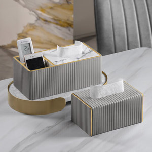 Tissue Box Minimalist Nordic Style White With Gold Trim Free Standing Waterproof Multipurpose Storage For Living Room Or Hotel - Product Image 3