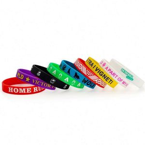 Eco-Friendly Name Printed <b>Silicone</b> <b>Rubber</b> Sport Wristbands Featuring Custom Logo Bracelets - Product Image 1