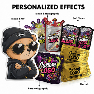 Bolsas Mylar de 3.5g a prueba de olores con cierre zip, troqueladas, personalizadas, resellables, para dulces, con caja. - Product Image 2