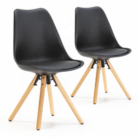 Chaise en plastique de type tulipe fabriquée en Chine avec siège en cuir PU et pieds en bois pour la maison, l'appartement et le restaurant