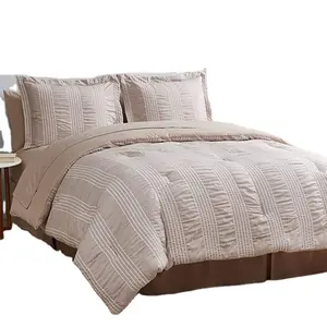 Single Long Quilt Cover 6 Piece Bed Is Tasted Suit Stripe Seersucker Alternative Khaki Suit Soft Light Feather Bed