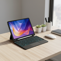 Redmi Pad 2 11 inç için Toptan Çok Açılı Ayarlanabilir Dokunmatik Yüzeyli Tablet Kablosuz Işıklı Klavye Kılıfı