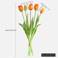 Bunga Tulip Artifisial Lembut Seperti Asli 5 PE Plastik Lunak Gaya Nordik Dekorasi Ruang Tamu Rumah Bentuk Timbul Injeksi